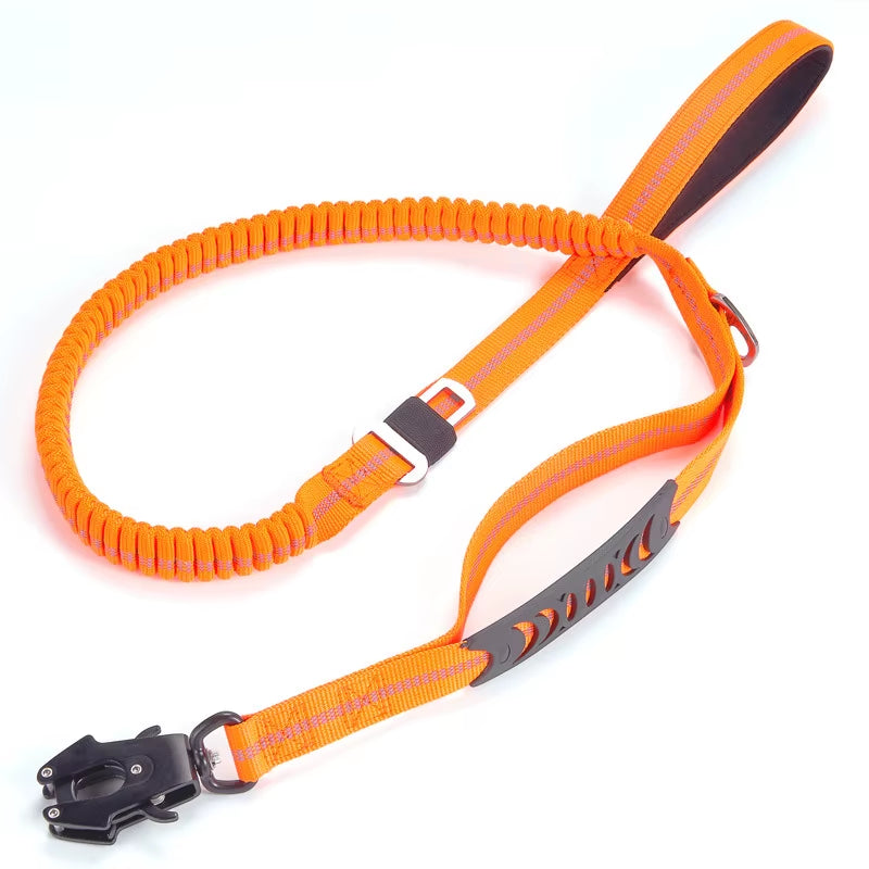 Heavy Duty Tactical Bungee Dog Leash No Pull Dog Leash Reflective Shock Absorbing Pet Leashes with Car Seatbelt for Large Dogs
